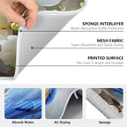 Spring Blue Yellow Flower Bluebird Butterflies Dish Drying Mat for Kitchen Counter Absorbent Microfiber Large Drying Pad Dish mats for Kitchen Countertops 18 x 24 Inch