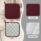 Joyhalo 6 Pack Pot Holders for Kitchen,Cotton Oven Holder with Great Heat Resistance,Non Slip Hot Pads for Kitchen Clearance,Dark Red