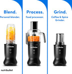 nutribullet® Ultra Plus+ 3-1 Compact Kitchen System, 1200W Kitchen System with Blender, Food Processor, and Coffee and Spice Grinder, 32oz and 24oz Blending Cups, 2-Cup Food Processor, Satin Black