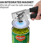 Can Opener Manual Heavy Duty, UHIYEE Hand Held Can Openers for Seniors with Comfort Grip Sharp Blade, Solid Steel Hand Manual Can Open with Magnet for Kitchen Camping, Black