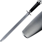 Sharpening Steel Knife Sharpener Rod Flat 12 Inches Honing Steel for Knives Dark