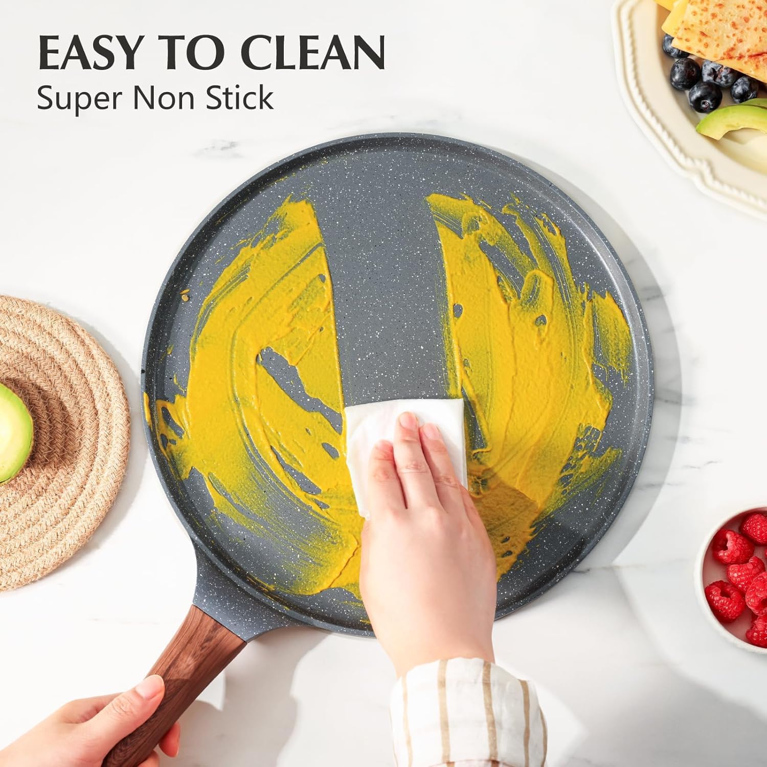 SENSARTE Nonstick Cookware Set 23-Piece, Non Stick Pots and Pans Set with Swiss Granite Coating, Healthy Kitchen Cooking Set, Stay-Cool Handles