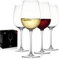 JBHO Hand Blown Italian Style Crystal White or Red Wine Glasses - Gift Packaging for Any Occasion - Lead-Free Premium Crystal Clear Glass - Set of 4-18 Ounce