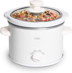 COOK WITH COLOR 2QT Mini Electric Round Slow Cooker - Adjustable Settings, Removable Stoneware Pot, Tempered Glass Lid, Dishwasher Safe, Cool-Touch Side Handles, Cream