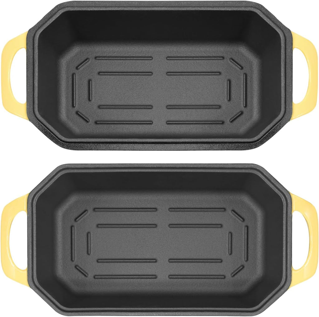 Bread Pan Cast Iron Loaf Pan with Lid Bread Loaf Pan 9x5 Inch Loaf Pan Enameled Cast Iron Sourdough Loaf Pan, Yellow