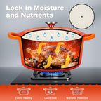 P&P CHEF 6QT Enameled Dutch Oven, Cast Iron Dutch Oven Pot with Lid for Bread Baking, Enameled Casserole Pot for Roasting Braising Stewing Frying Simmering, Various Stoves & Easy Clean, Orange
