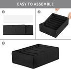 Qozary 4 Pack Drawer Organizers for Clothing, 8 Grids Foldable Closet Organizers and Storage Bins for Bedroom, Dresser Organizer Boxes for Thin T-shirts, Tank Tops