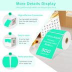 3 x 5 inch Home Moving Box Labels for Storage Bins 300pcs Colored Blank Label Sticker for Shipping Thermal Printer Color Coding Rectangle Moving Labels for Packing Boxes Watercolor Green