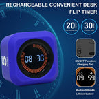 Rotating Cube Visual Timer 5, 25, 10 50 Minutes Preset + Custom Countdown, Rechargeable Desk Productivity Flip Timer with Detachable Silicone Cover for ADHD Study Work Kitchen School (White)