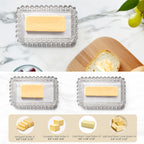 Glass Butter Dish with Large capacity for Countertop Crystal Butter Container with Cover for Counter Butter Keeper Tray Holder for Refrigerator