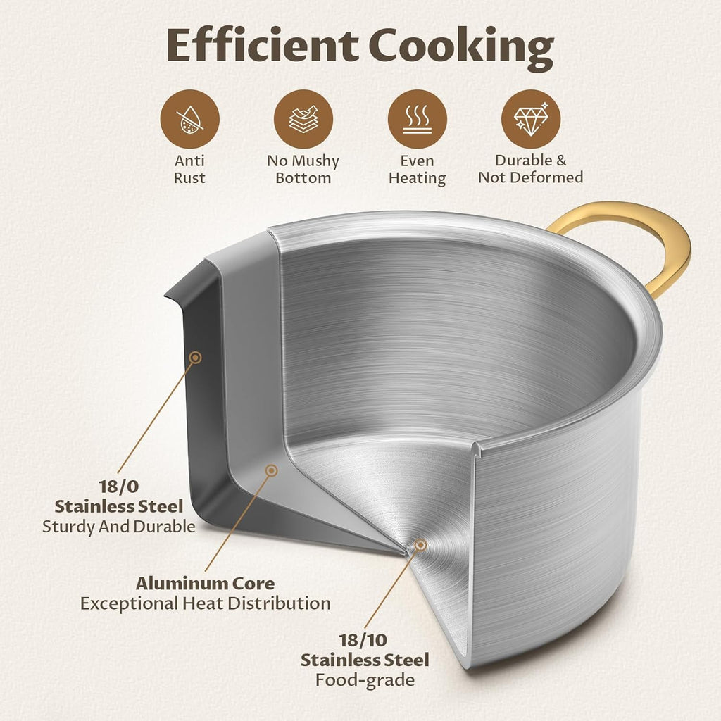 BEZIA 8 Quart Tri-Ply Stainless Steel Pot, Stockpot with Tempered Glass Lid, Exceptional Heat Distribution, Induction Pot, Induction Cooking Pot for All Stoves, Dishwasher Safe, Silver