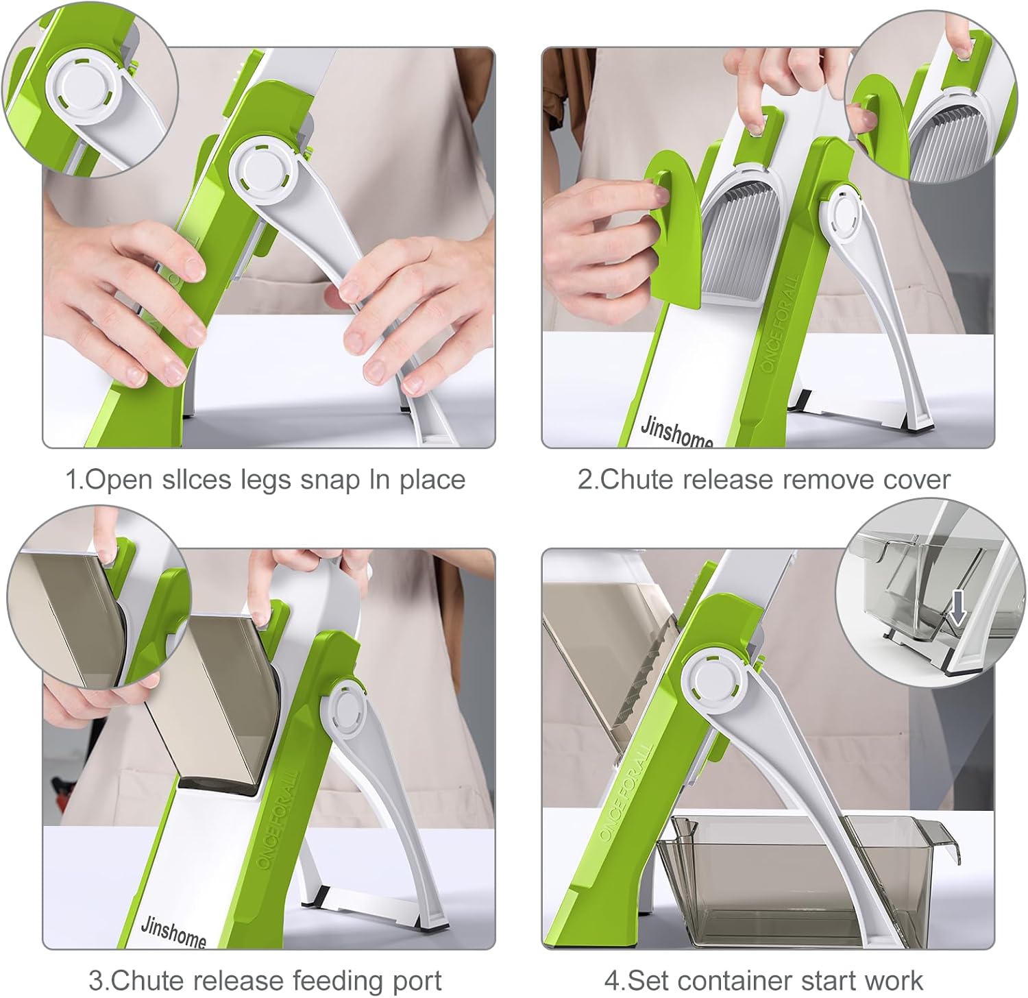 Safe Mandoline Slicer and Vegetable Chopper, Multi Potato Slicer for Kitchen, 4 Modes 100+ Presets Thickness Adjustable,(Green)