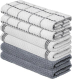 Artoid Mode Ring Spun Cotton Grey Kitchen Dish Towels, 15x25 Inch Ultra Soft Absorbent Quick Drying Household Cleaning Tea Towels Bar Towels Set of 6