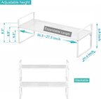 iPEGTOP Large Expandable Cabinet Storage Shelf Organizer Rack, Heavy Duty Stackable Steel Metal Spice Rack Adjustable Height Home Office Pantry Garage Shelf for Counter Kitchen, White - 1 Pack