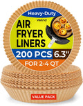 Vailnd Small Round Air Fryer Liners Disposable, 200 PCS 6.3" Air Fryer Paper Liners for Ninja AF101, Non-Stick and Oil Proof Baking Paper Liner for 2-4 qt Airfryer Basket
