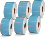 BETCKEY - 1.5" x 0.85" All Purpose Labels Compatible with Zebra & Rollo Label Printer,Premium Adhesive & Perforated[Light Blue, 6 Rolls, 9000 Labels]
