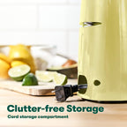 BELLA Electric Can Opener and Knife Sharpener, Multifunctional Jar and Bottle Opener with Removable Cutting Lever and Cord Storage, Stainless Steel Blade, Yellow