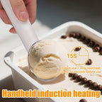 Juome Heated Ice Cream Scoop - 15 Seconds Fast Heating Electric Ice Cream Scooper USB Rechargeable, Handheld Heats Up to 158°F with LED Display for Hard Ice Cream, Easy Use for Seniors & Kids (White)