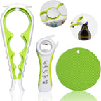 Jar Opener for Weak Hands, Seniors with Arthritis, 5 in 1 Multi Function Bottle Opener Lid Opener For Arthritic Hands with Non Slip Rubber Jar opener Gripper Pad