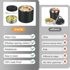 Soup Thermo for Hot Food Adults 40oz Lunch Containers Wide, Thermo Insulated Containers Leak Proof Vacuum Stainless Steel With Carry Handle and Spoon BPA Free (black)