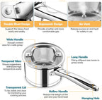P&P CHEF 2 Quart Saucepan with Lid Set, Stainless Steel Small Cooking Pot Induction Sauce Pan for Pasta Soup, Ergonomic Handle & Tri-ply Base, Dishwasher Safe, 1 Pan