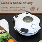 12" Electric Pizza Oven - Countertop Pizza Maker with Ceramic Stone, Heats up to 800°F, Portable Indoor Pizza Oven for Homemade Pizzas, White