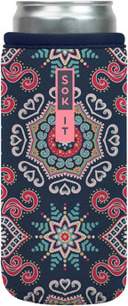 Sok It CanSok Sleeve for Beer & Soda Insulated Neoprene Cover (Floral Burst, 12oz Slim Can Sleeve)