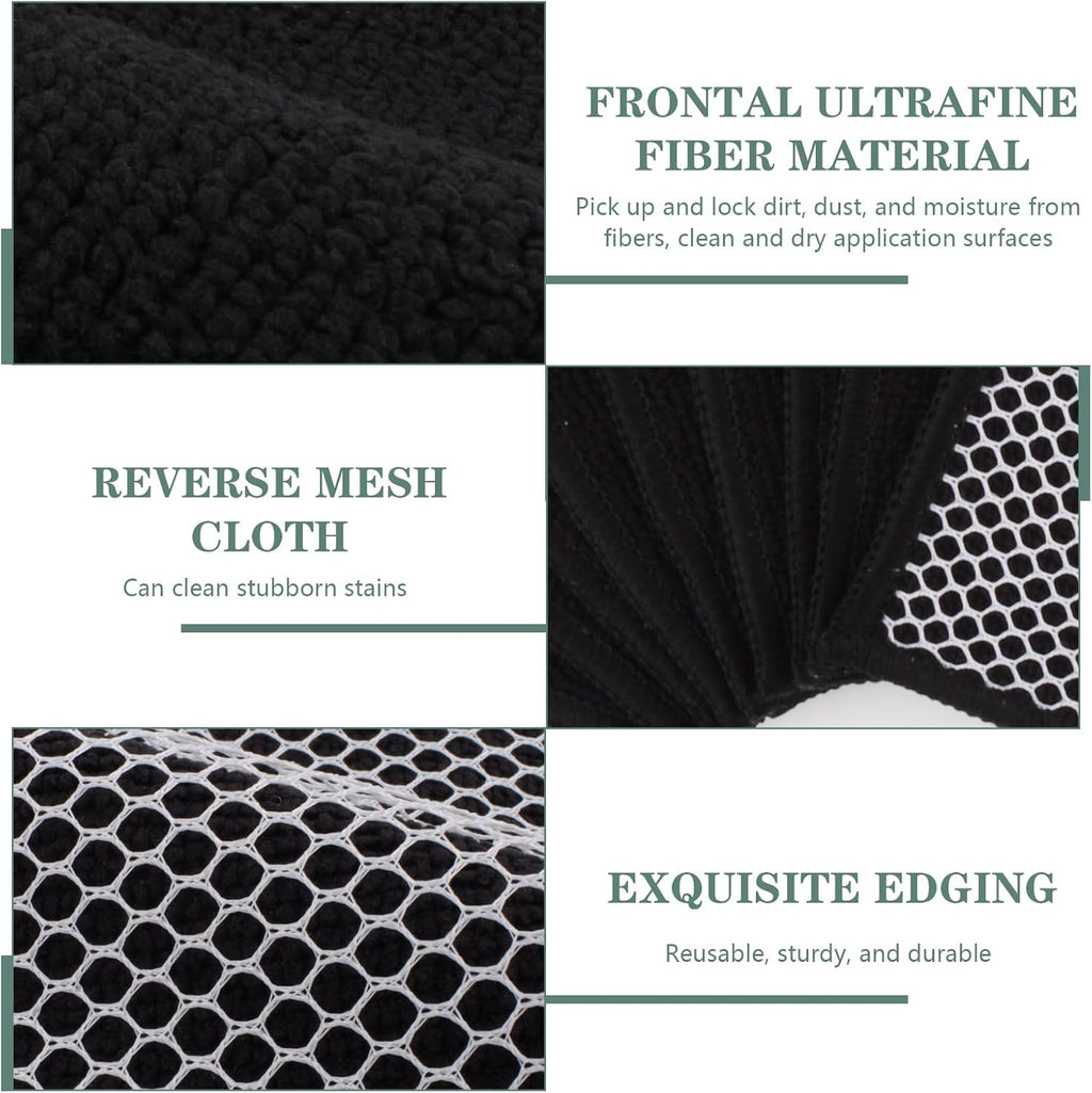 SINLAND Microfiber Dish Cloth for Washing Dishes Dish Washing Rags Best Kitchen Washcloth Cleaning Cloths Wash Cloths with Poly Scour Side 7.87Inchx7.87Inch 10 Pack Black