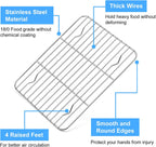 P&P CHEF Baking Cooling Rack Set for Cooking Roasting, 4-Piece Stainless Steel Wire Racks for Oven Use, Healthy & Dishwasher Safe, Rectangle, 9.7 Inch