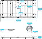 iPEGTOP Sink Rack for Bottom of Sink, Stainless Steel Sink Protector 28-3/8" x 14-3/16" Rear Drain Hole, Detachable Sink Grid Sink Grate with Hole Cover for Kitchen Sink Single Sink Bowl, Three-Piece
