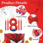 13 Pcs Spider Themed Birthday Candle Set Red Spider Theme Number 8 Candle Cake Topper for Boys Girls Birthday Decoration Spider Party Decoration Supplies (Number 8)