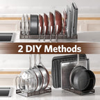 ORDORA Pots and Pans Organizer under Cabinet with Pan Holder: Expandable 11.8"-22.8" Kitchen Cabinet Organizer Rack, 12 Adjustable Dividers Storage for Cookie Sheets, Cutting Boards & Lid, Bronze