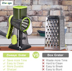 Rotary Cheese Grater Hand Crank Cheese Shredder Vegetable Mandoline Slicer for Kitchen 3 in 1 Changeable Blades for Cheese Potato Nuts Chocolate Ice (Green TSP)