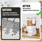 Cereal Dispenser Countertop With Bowls and Spoons Cereal Containers Storage for Pantry Snack Organizer Dry Food Storage Container with Lid for Kitchen Organization Oatmeal Nut Granola（1pcs White）