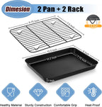 TeamFar Toaster Oven Pan with Rack Set, 10.5 x 8 x 1 Inch Nonstick Small Baking Pan Tray with Cooling Rack for Baking Roasting, Non-Toxic & Heavy Duty, Easy Clean, Set of 4