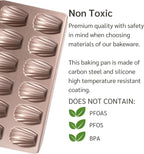 Non Toxic Nonstick Madeleine Pan 12 Well Set of 2 (24 wells) | Non Stick Nontoxic Madeleines Pans for baking | Madeleine Cake Cookie Mold | Madeleine tray for oven | French tin 12