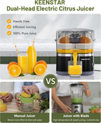 Electric Citrus Juicer, Dual-Head Orange Juicer Squeezer with Power Cord, Portable Juicer with Cleaning Brush for Lemon, Grapefruit, High Juice Yield, One Touch Operation, Easy to Clean