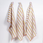 Printed Kitchen Dish Bar and Tea Towels Cotton, 18x28 inch with Trims, Cotton Dish Towel Sets (Yellow Stripes, Set of 6)