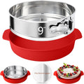 9 Inch Springform Pan - Nonstick 304 Stainless Steel Springform Cake Pan with Removable Bottom, 10 Inch Leakproof Silicone Cheesecake Pan Protector with Parchment Paper