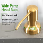 Soap Dispenser for Kitchen Sink, Kitchen Sink Soap Dispenser with 17 OZ Bottle, Refill from The Top Bar, Longer Threaded Shaft Shank, Wide Pump Head Base (Golden)