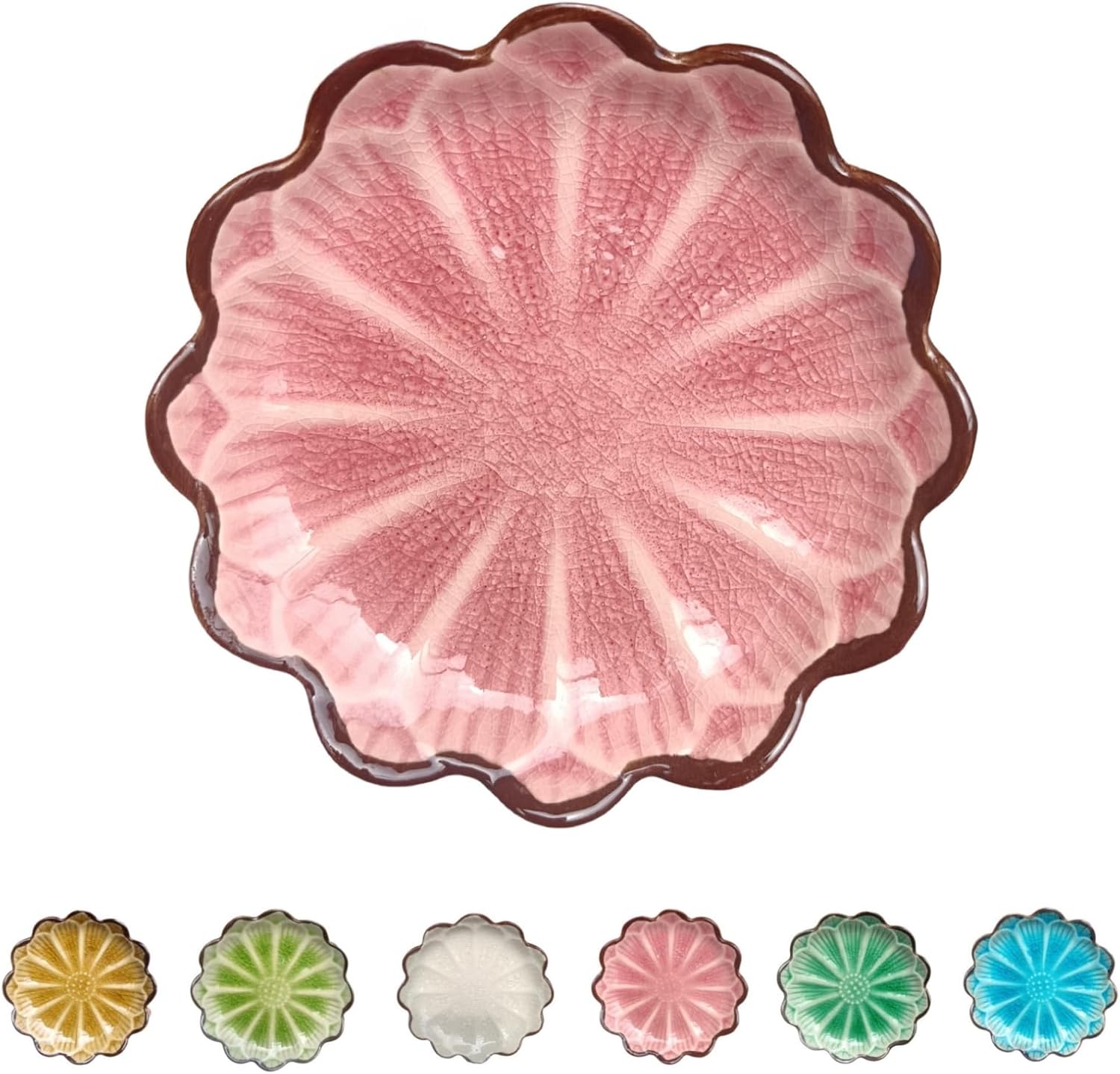 Ceramic Spoon Rest for Stove Top, Flower Cute Spoon Rest for Kitchen Counter, Cooking Spoon Holder for Kitchen Counter, Utensil Rest Spatula Rest Ladle Holder Tong Rest, 1 PC (Ice Cracks, Pink)