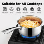 1Qt & 2Qt Stainless Steel Sauce Pan Set with Lid,4 Pcs Non Stick Saucepan,Small Kitchen Pots,Induction Compatible,PFOA FREE