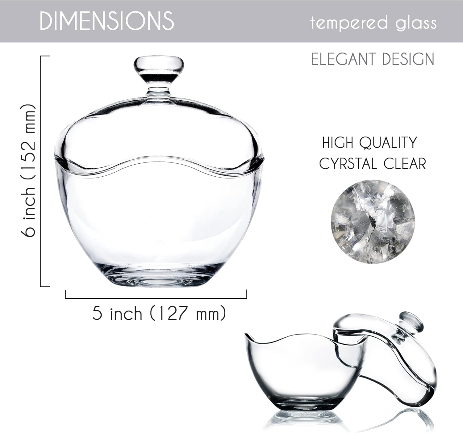 Volarium Candy Jars for Candy Buffet, Candy Dish with Lid, Glass Bowl and Food Storage Container, Decorative Cookie Jars, Apothecary Jars