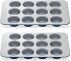 Caraway Non-Stick Ceramic 12-Cup Muffin Pan Duo - Naturally Slick Ceramic Coating - Non-Toxic, PTFE & PFOA Free - Perfect for Cupcakes, Muffins, and More - Navy