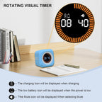 Rotating Cube Visual Timer 5, 25, 10 50 Minutes Preset + Custom Countdown, Rechargeable Desk Productivity Flip Timer with Detachable Silicone Cover for ADHD Study Work Kitchen School (White)