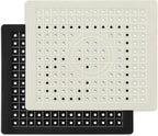 WILLKOMMEN 2 Pack Kitchen Sink Mat, 12'' x 10"" Dish Drying Mat for kitchen Counter, Durable Rubber Dish Draining Mat, Grid Sink Mat,Square Black & Cream White