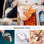 Ice Scoop,12OZ Ice Scoop For Multi-Purpose Use,Stainless Steel Metal Food Scoop Kitchen Restaurant Bar Party Wedding Ice Machine Heavy Duty, Scoops for Household Purposes,Silver(B)