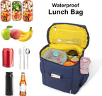 NOL Natural Organic Lifestyle Insulated Lunch Bags for Women Cooler Bag Lightweight Nylon Waterproof Lunch Box For Work (Navy blue, Large)