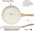 ESLITE LIFE Nonstick Ceramic Frying Pan Skillet, Non-Toxic Egg Omelette Kitchen Cooking Pans Compatible with All Stovetops (Gas, Electric & Induction), PTFE & PFOA Free (White, 9.5'')