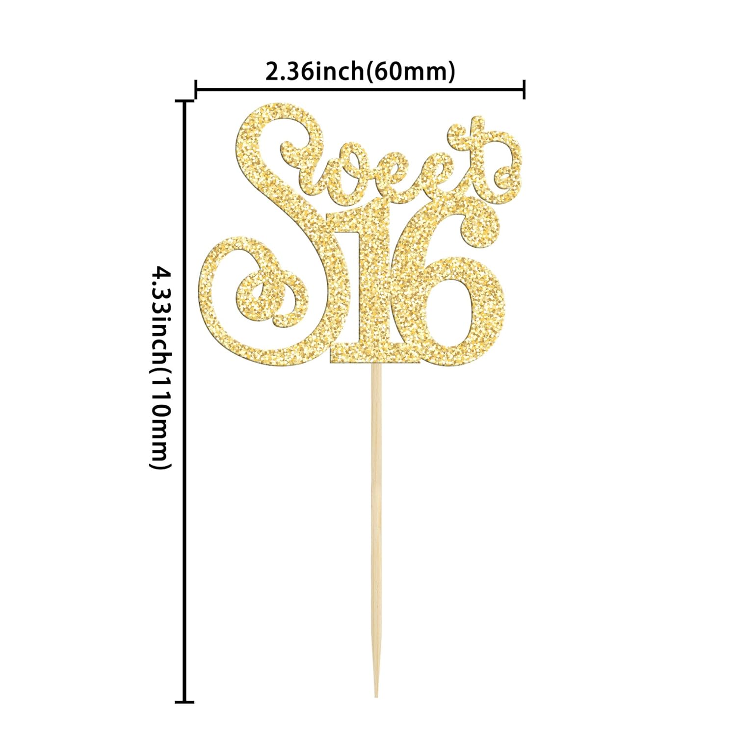 Gyufise 24 Pack Happy Sweet 16 Cupcake Toppers Glitter Sixteen 16th Birthday Cupcake Picks Cheers to 16 Years Old Cupcake Decorations for 16th Birthday Anniversary Party Cake Decorations Supplies Gold